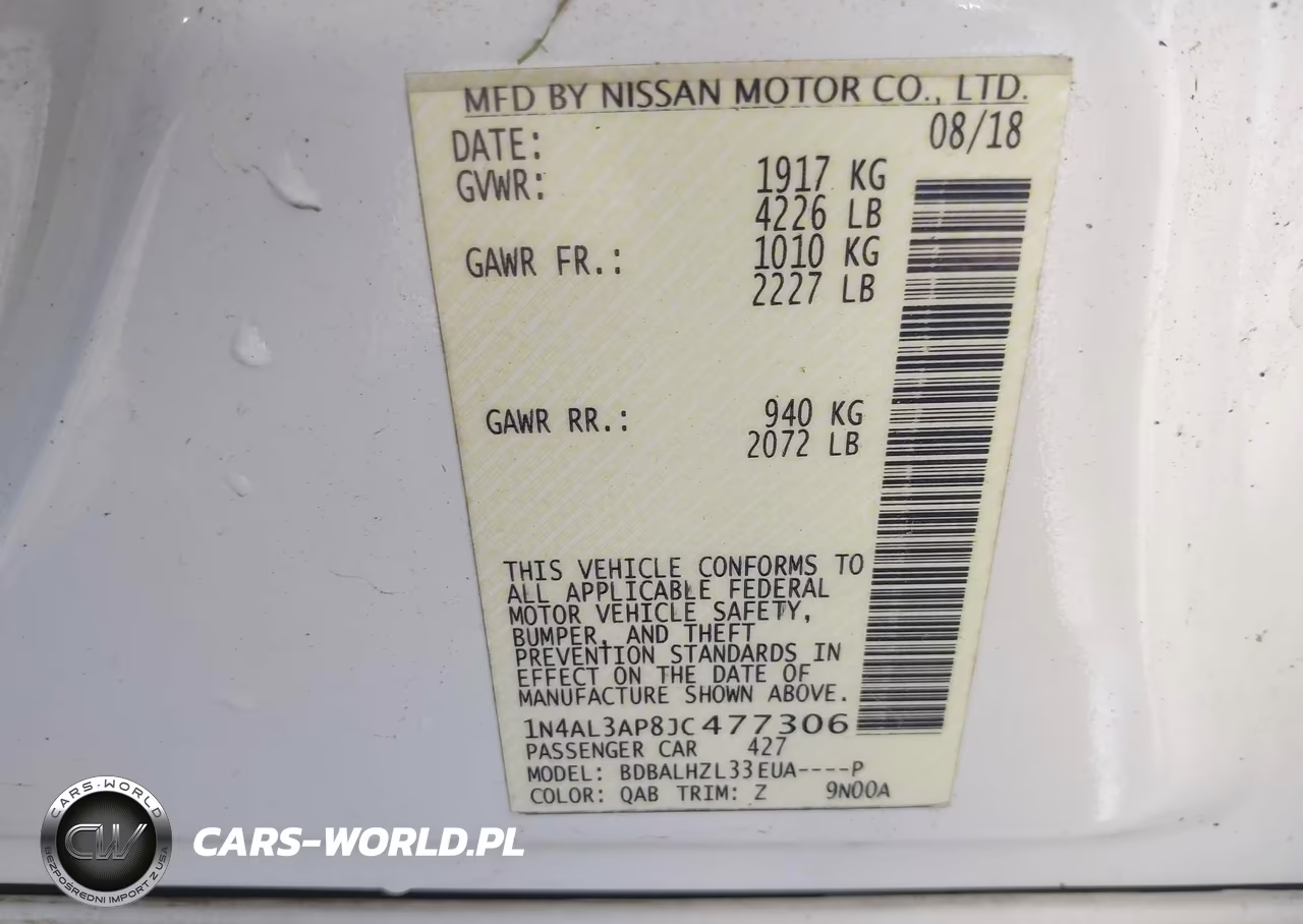 2018 Nissan Altima 2.5 Sr VIN:1N4AL3AP8JC477306 - 9