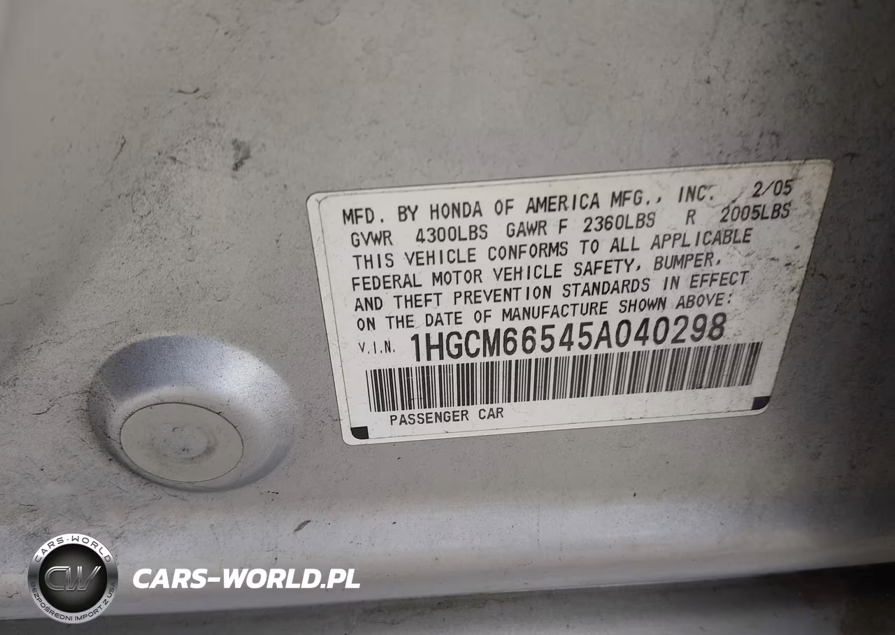 2005 Honda Accord 3.0 Ex VIN:1HGCM66545A040298 - 9