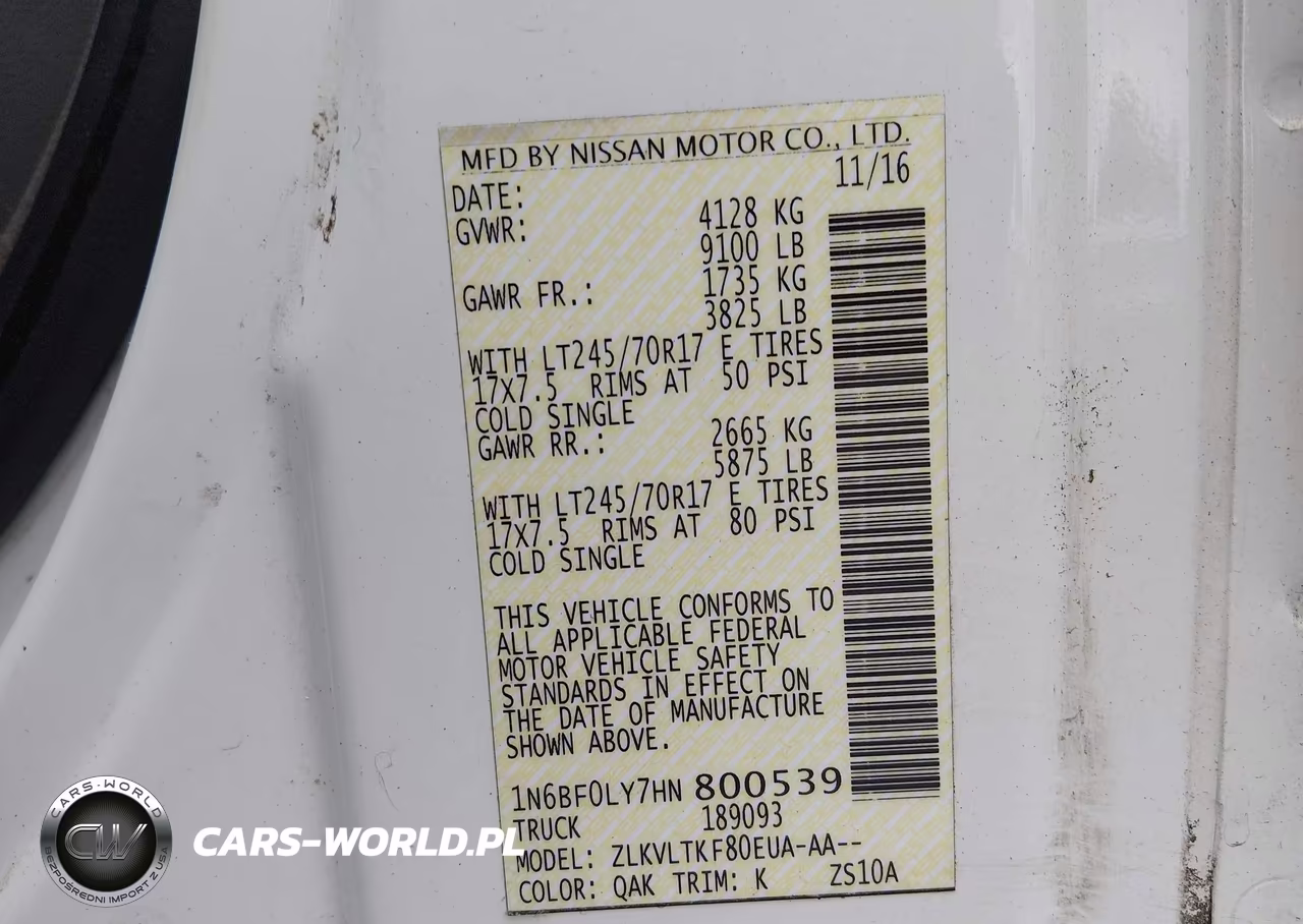 2017 Nissan Nv Cargo Nv2500 Hd Sv V6 VIN:1N6BF0LY7HN800539 - 9