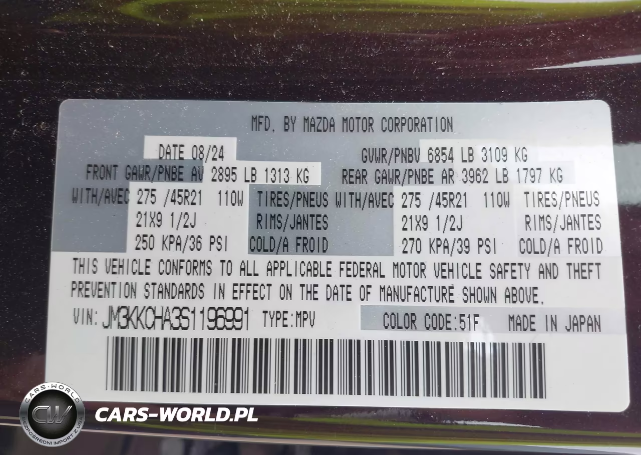 2025 Mazda Cx-90 Phev Premium Sport VIN:JM3KKCHA3S1196991 - 9