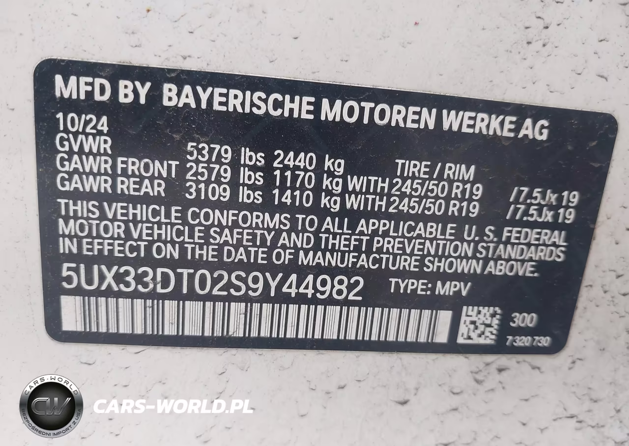 2025 BMW X4 xDrive30I VIN:5UX33DT02S9Y44982 - 9