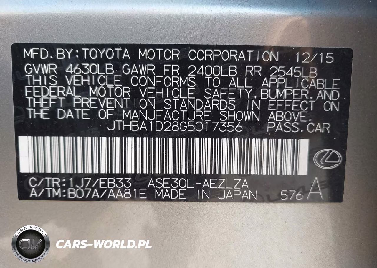 2016 Lexus Is 200T VIN:JTHBA1D28G5017356 - 9