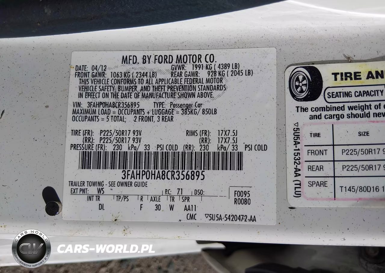 2012 Ford Fusion Se VIN:3FAHP0HA8CR356895 - 9