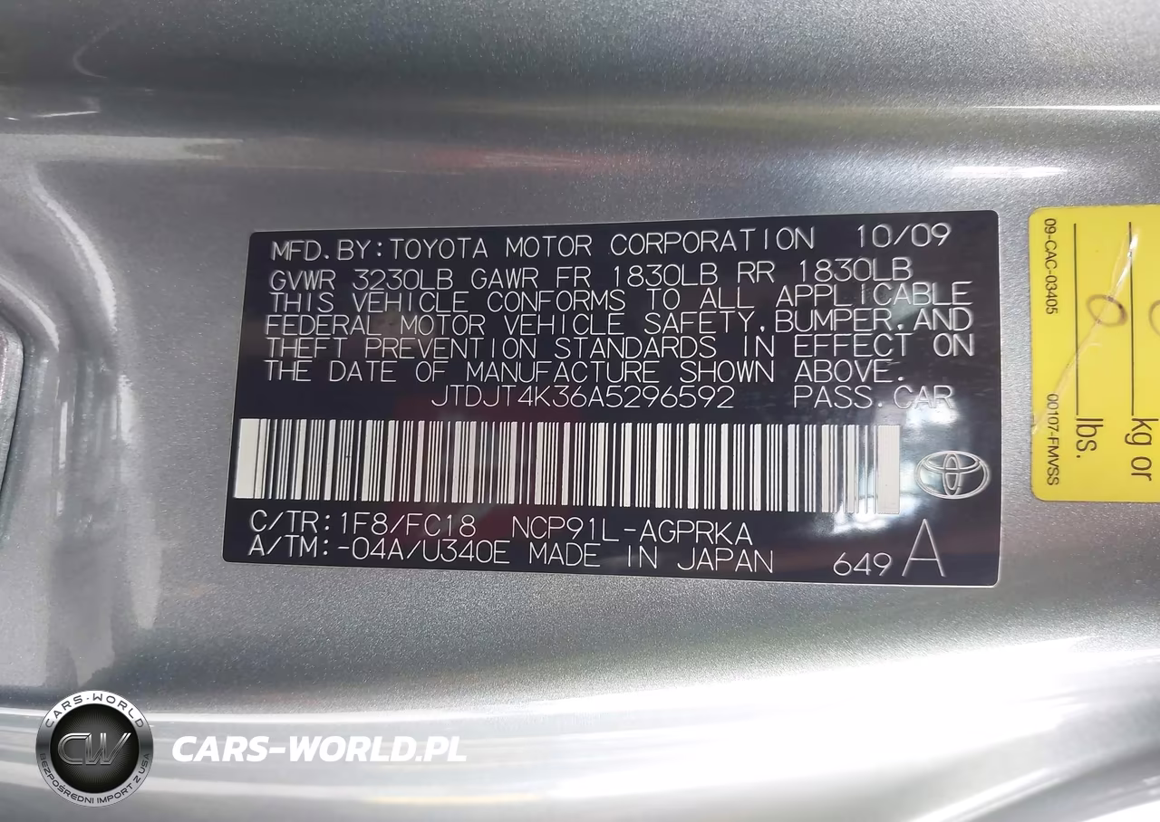 2010 Toyota Yaris VIN:JTDJT4K36A5296592 - 9