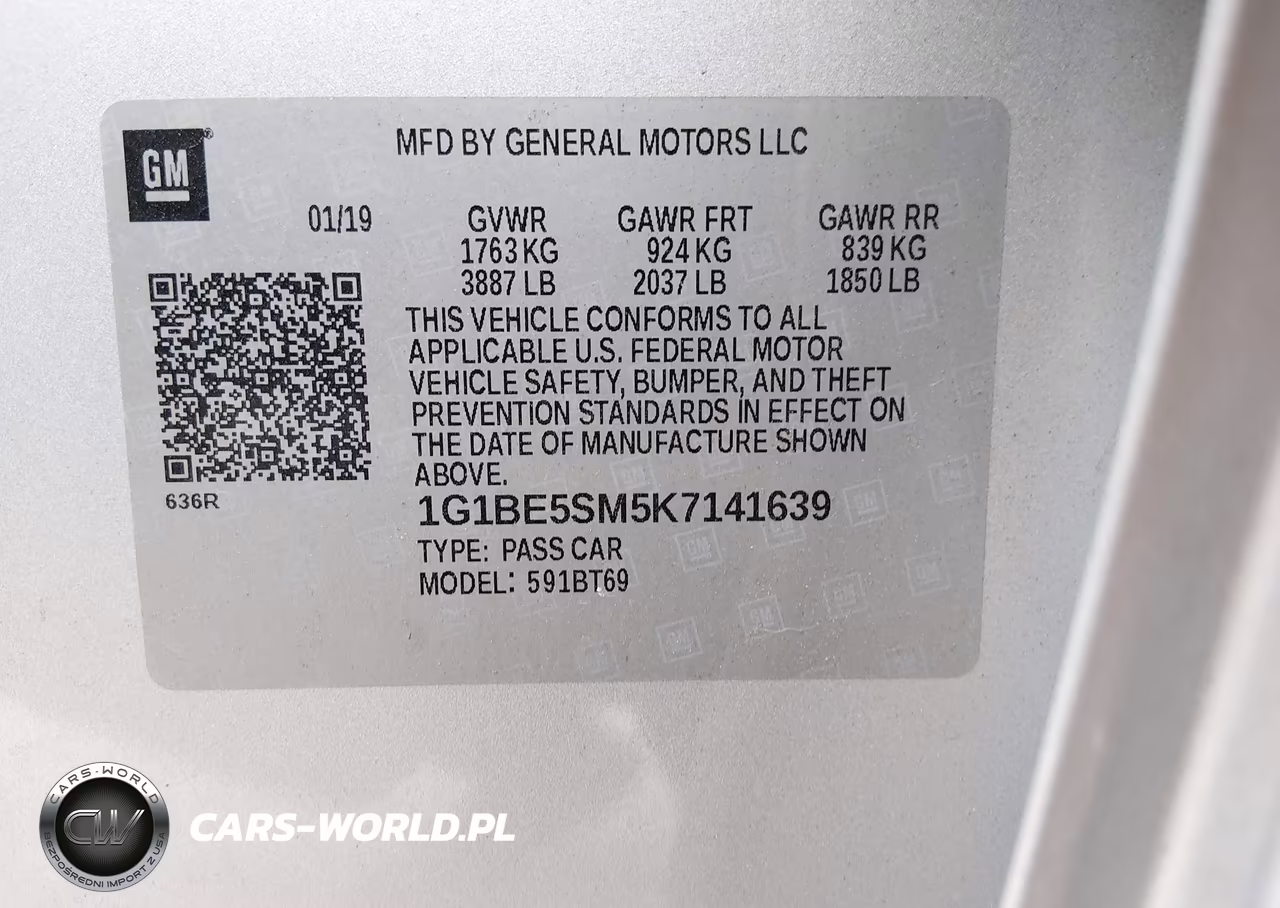 2019 Chevrolet Cruze Lt VIN:1G1BE5SM5K7141639 - 9