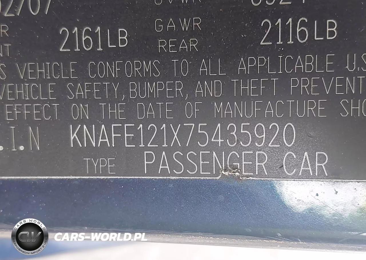 2007 Kia Spectra Ex VIN:KNAFE121X75435920 - 9