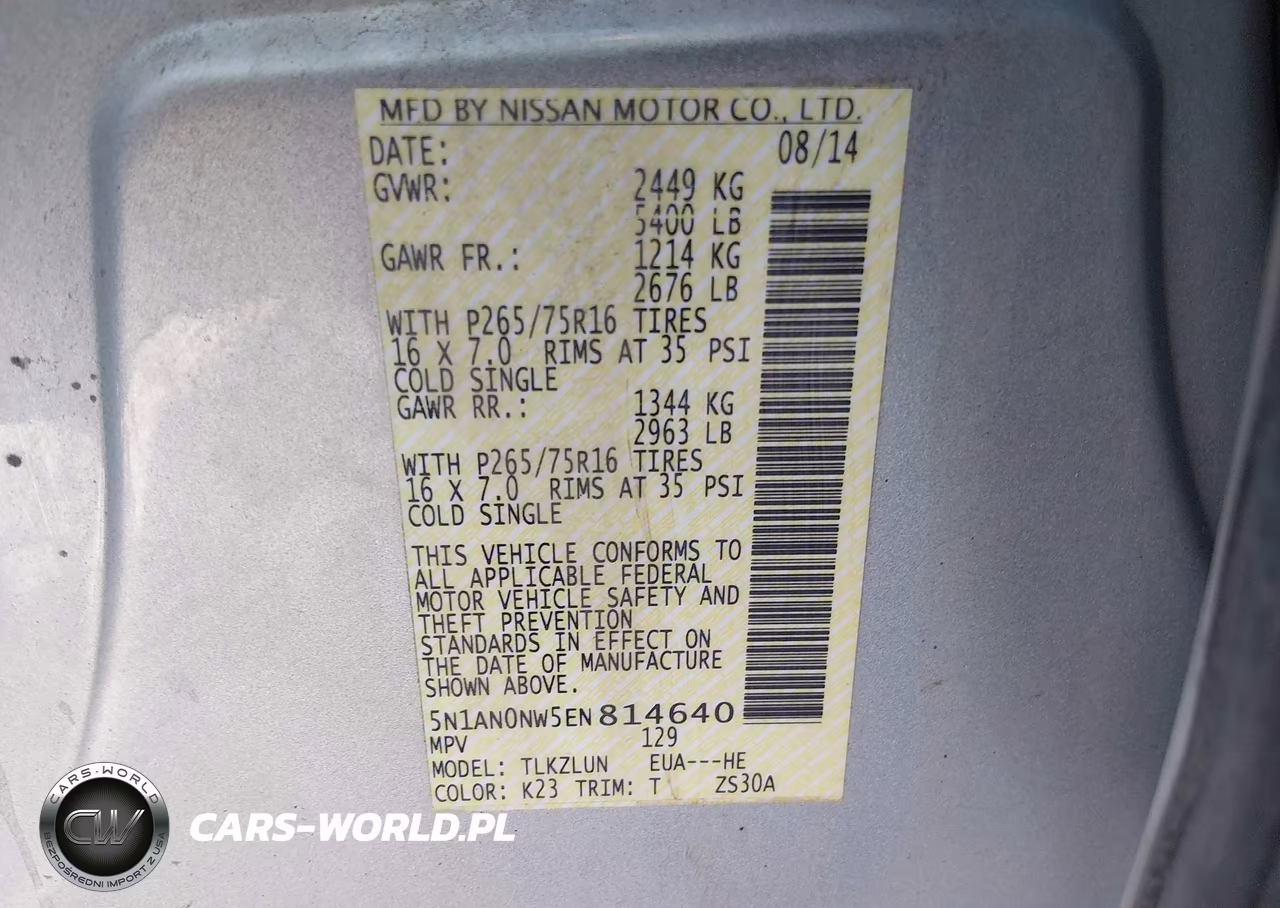 2014 Nissan Xterra Pro-4X VIN:5N1AN0NW5EN814640 - 9