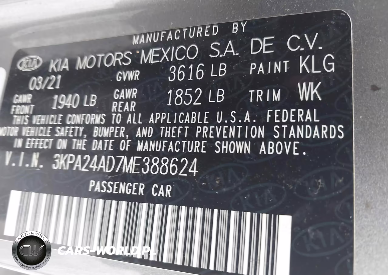 2021 Kia Rio S VIN:3KPA24AD7ME388624 - 9