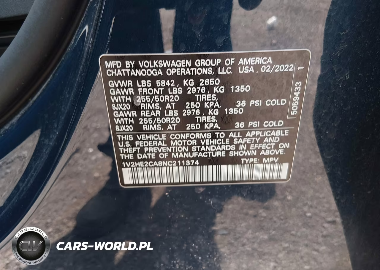 2022 Volkswagen Atlas Cross Sport 3.6L V6 Se W-Technology VIN:1V2HE2CA8NC211374 - 9