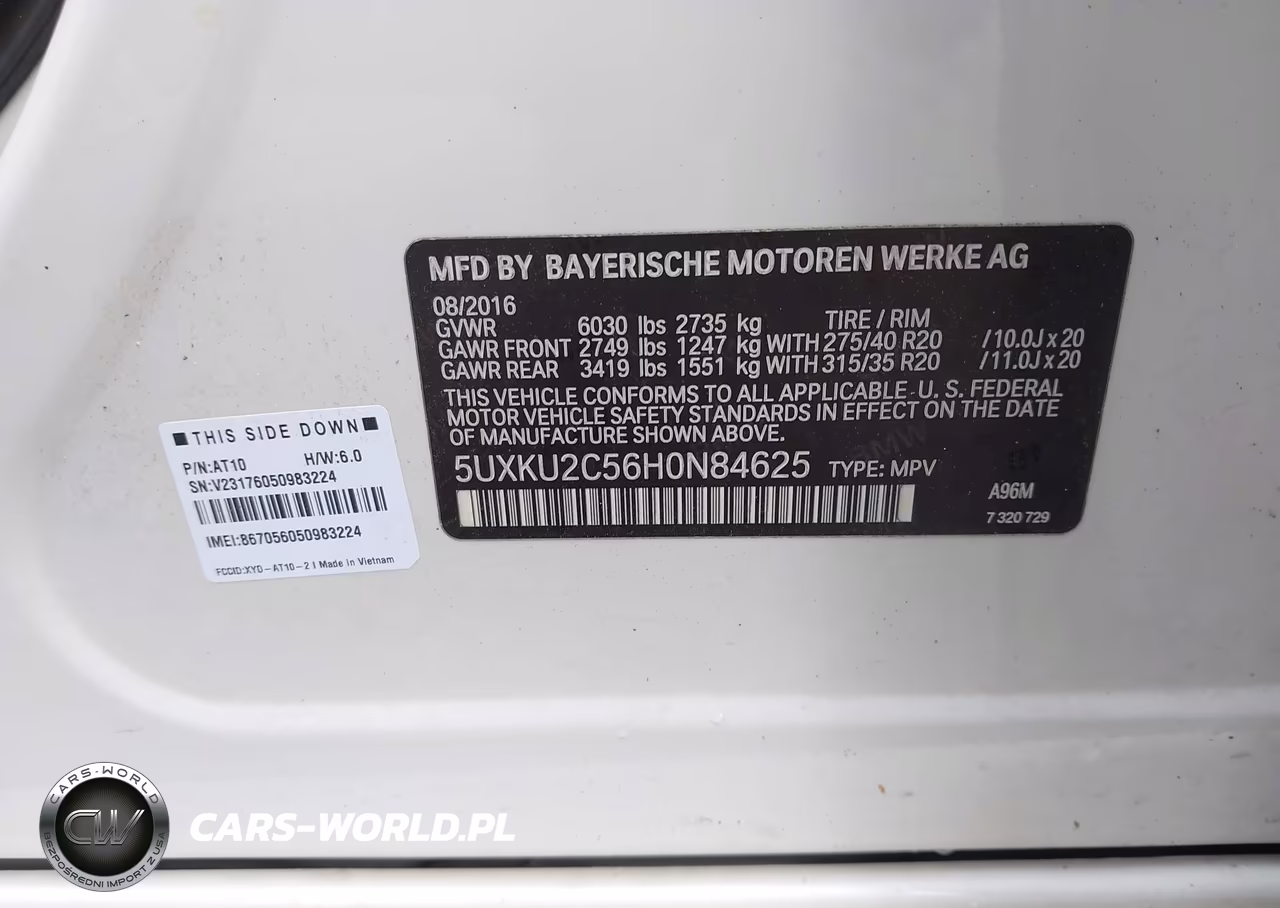 2017 BMW X6 xDrive35I VIN:5UXKU2C56H0N84625 - 9