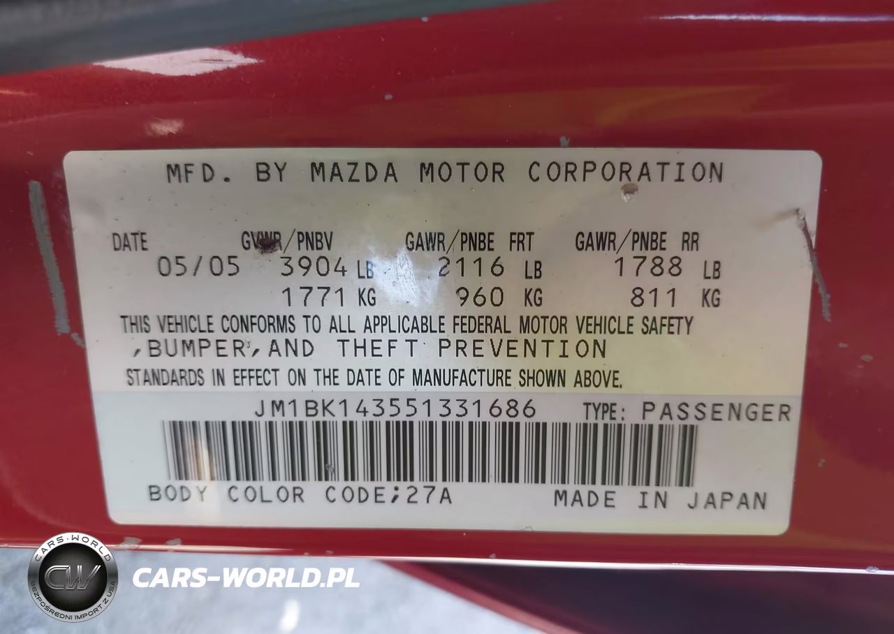 2005 Mazda Mazda3 S VIN:JM1BK143551331686 - 9