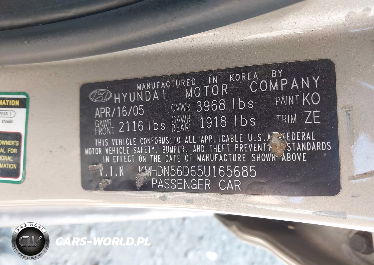 2005 Hyundai Elantra Gls-Gt VIN:KMHDN56D65U165685 - 9