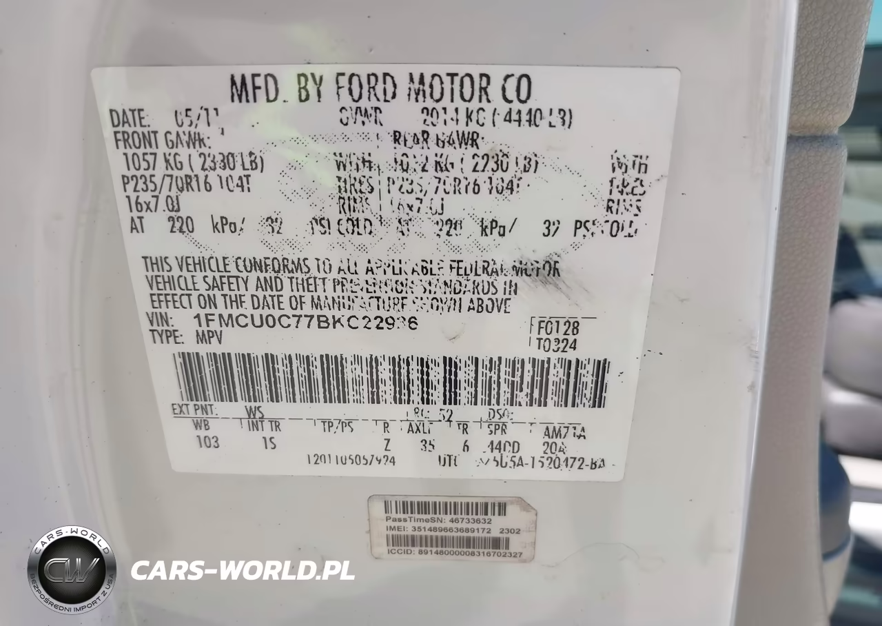 2011 Ford Escape Xls VIN:1FMCU0C77BKC22936 - 9
