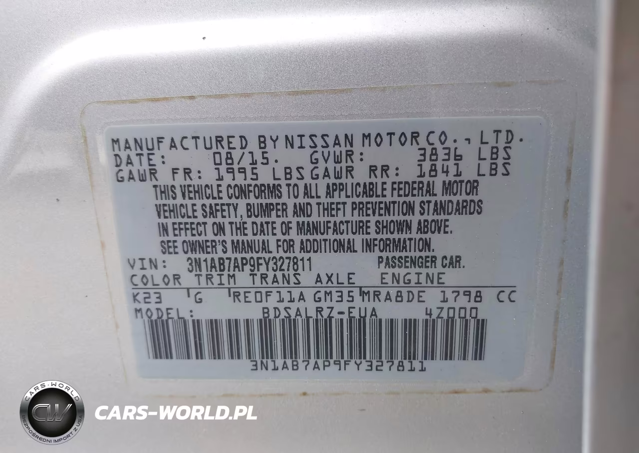 2015 Nissan Sentra Sr VIN:3N1AB7AP9FY327811 - 9