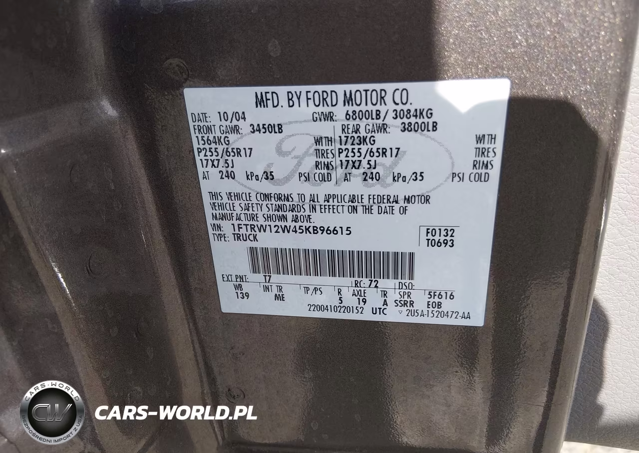 2005 Ford F-150 Xlt VIN:1FTRW12W45KB96615 - 9