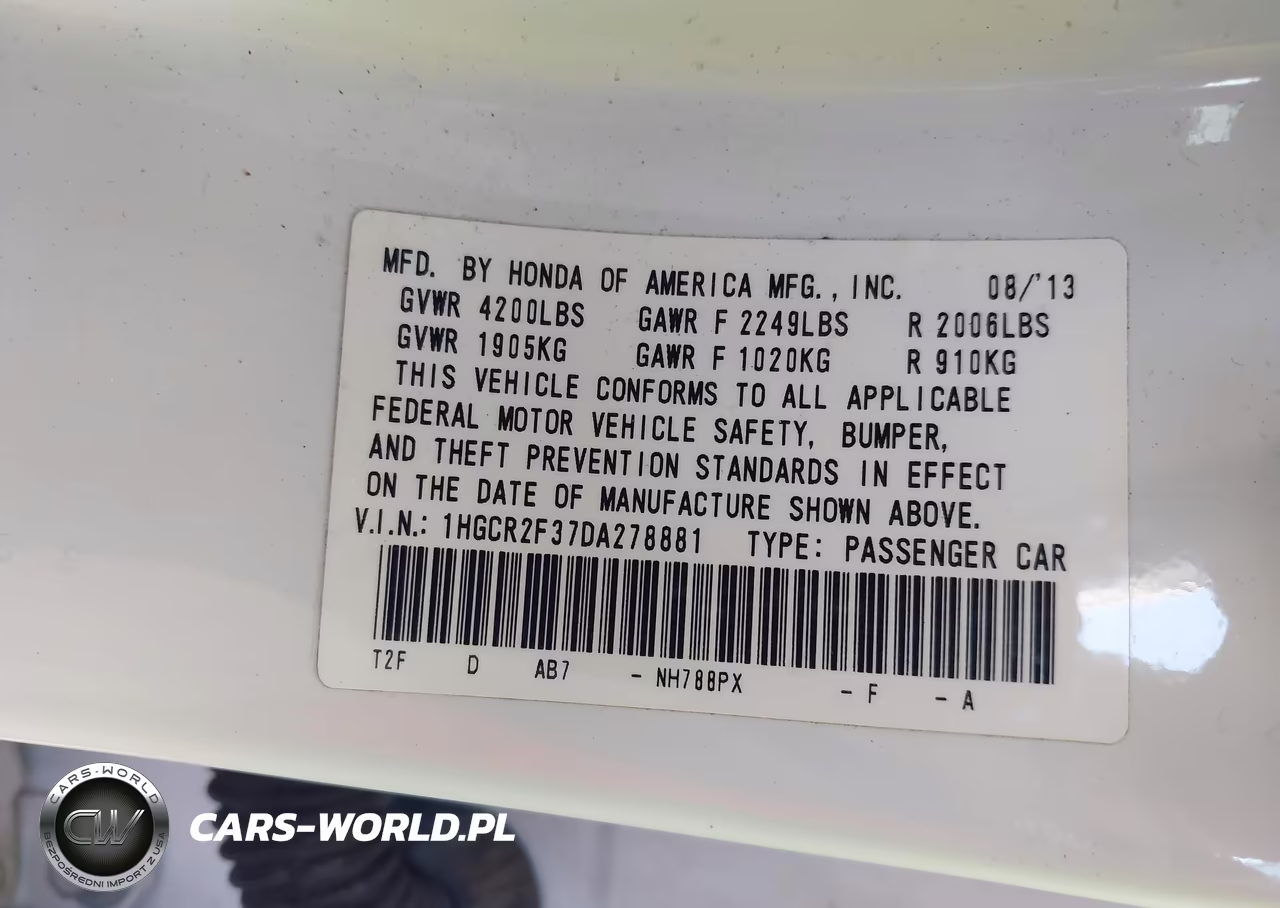 2013 Honda Accord Lx VIN:1HGCR2F37DA278881 - 9
