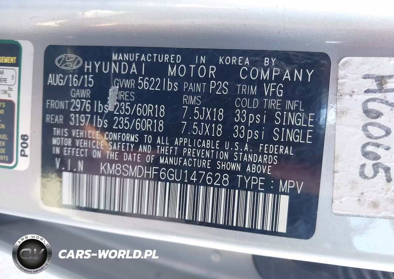 2016 Hyundai Santa Fe Se VIN:KM8SMDHF6GU147628 - 9
