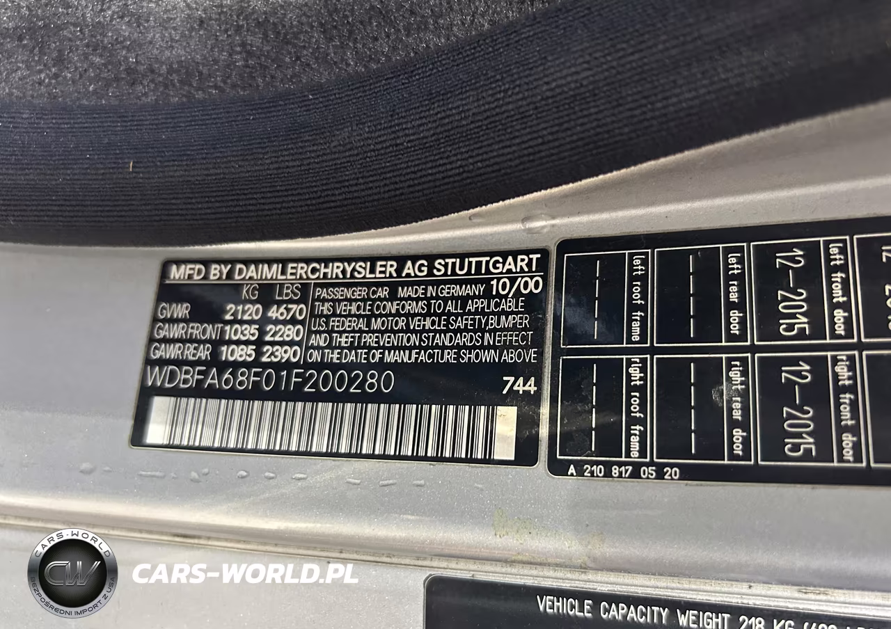 2001 Mercedes-Benz Sl 500 VIN:WDBFA68F01F200280 - 9