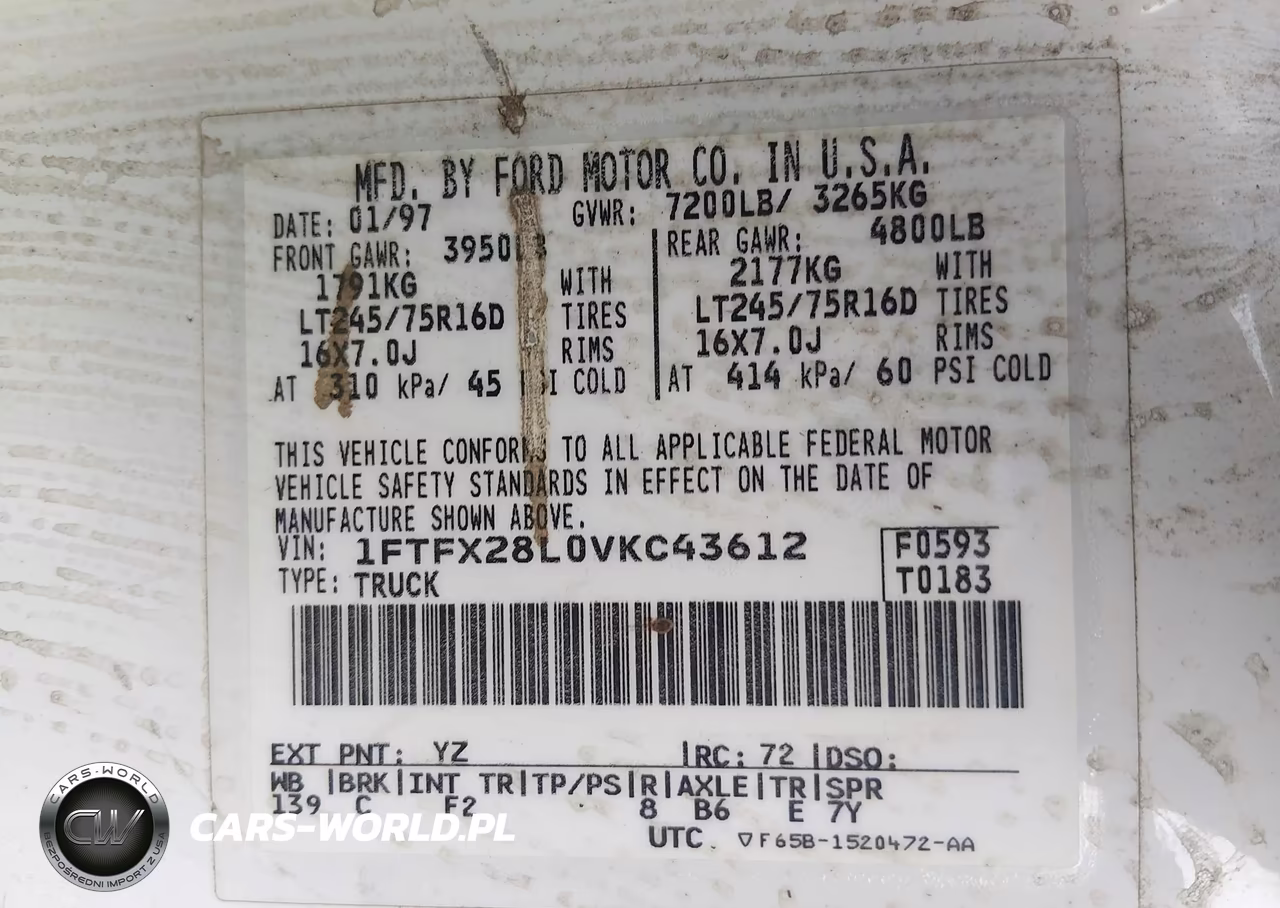 1997 Ford F250 VIN:1FTFX28L0VKC43612 - 9