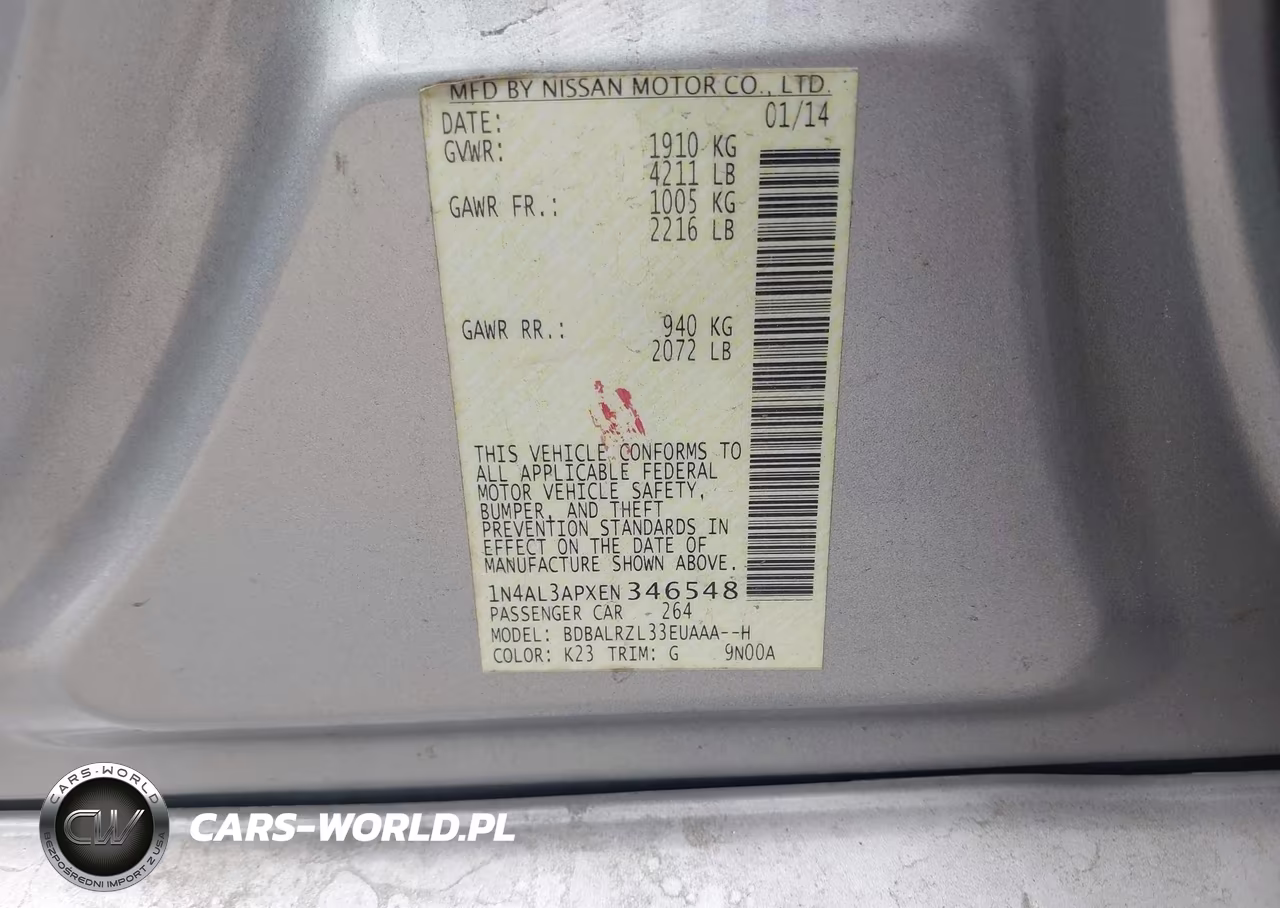 2014 Nissan Altima 2.5 S VIN:1N4AL3APXEN346548 - 9