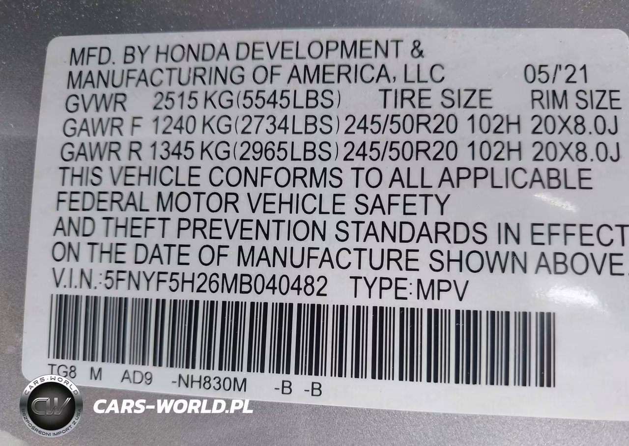 2021 Honda Pilot 2Wd Special Edition VIN:5FNYF5H26MB040482 - 9