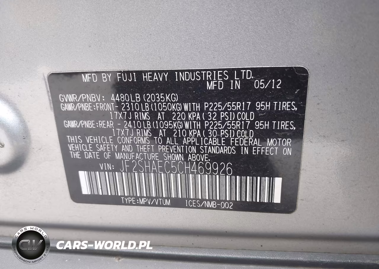 2012 Subaru Forester 2.5X Limited VIN:JF2SHAEC5CH469926 - 9