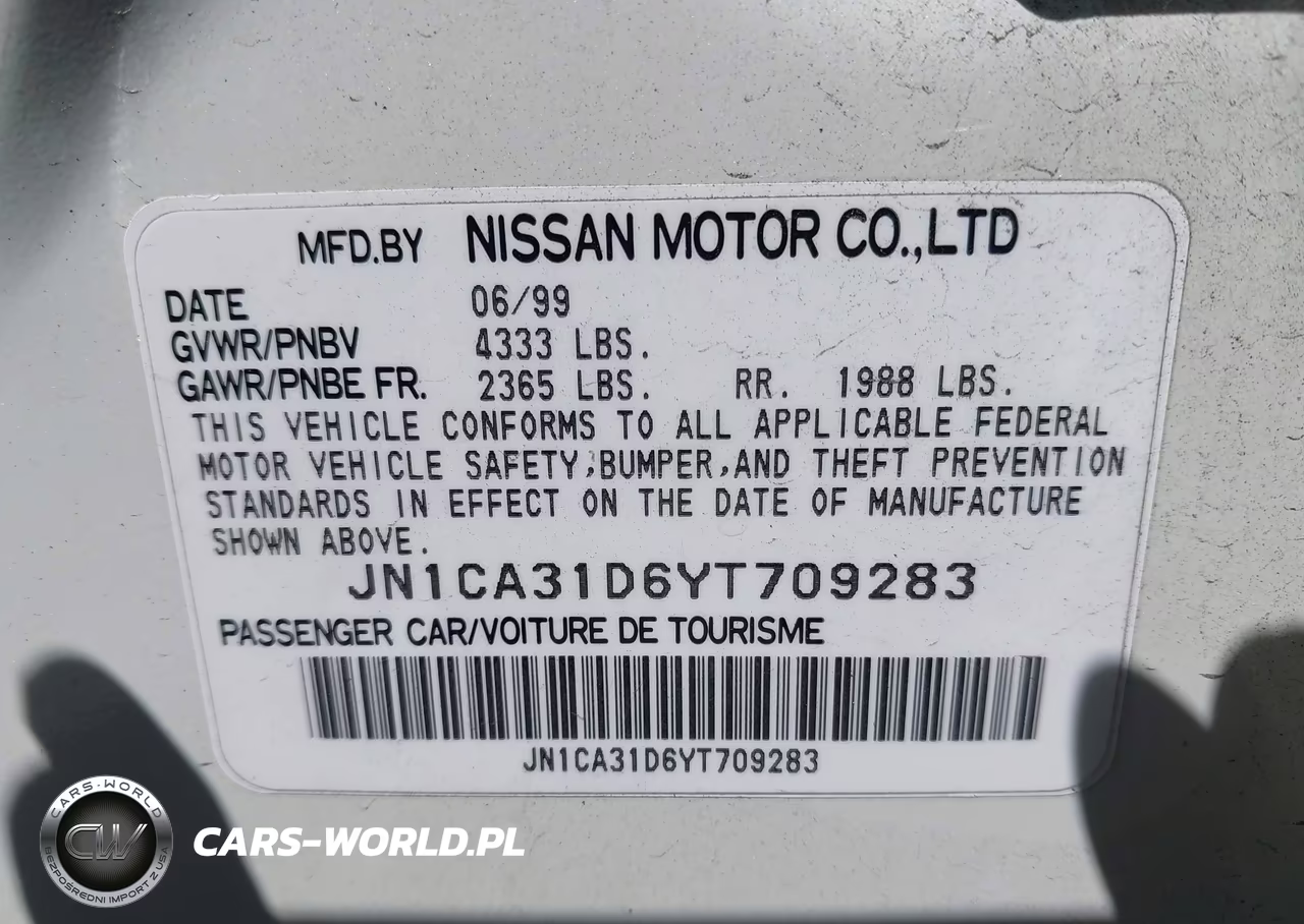 2000 Nissan Maxima Gle-Gxe-Se VIN:JN1CA31D6YT709283 - 9