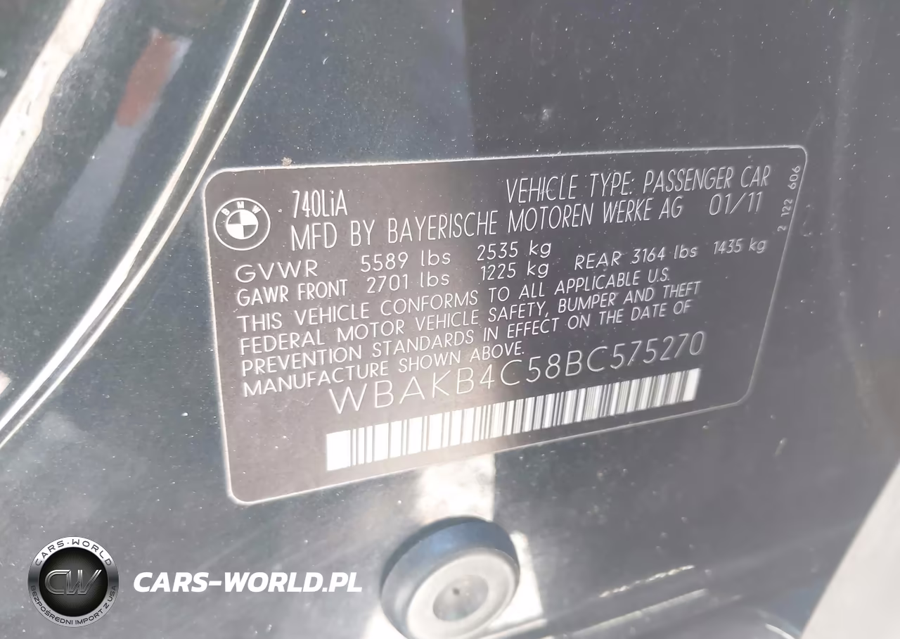 2011 BMW 740Li VIN:WBAKB4C58BC575270 - 9