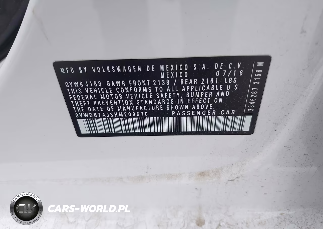 2017 Volkswagen Jetta 1.4T Se VIN:3VWDB7AJ3HM208570 - 9