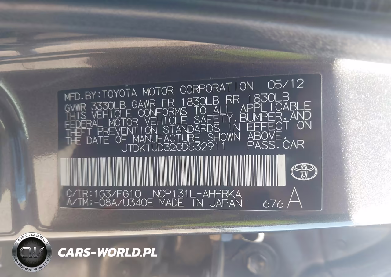 2012 Toyota Yaris Le VIN:JTDKTUD32CD532911 - 9