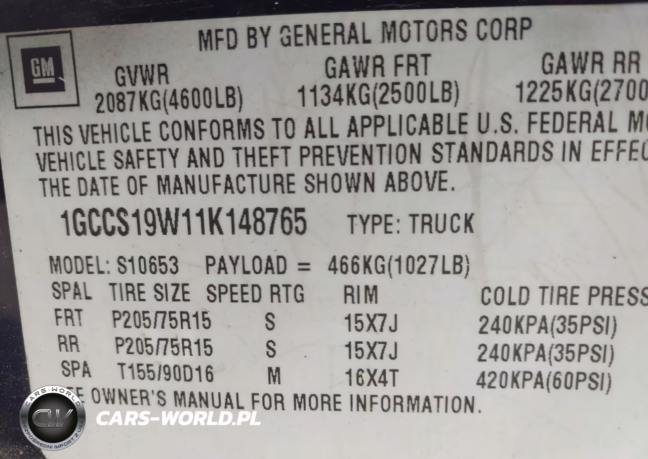 2001 Chevrolet S-10 Ls VIN:1GCCS19W11K148765 - 9