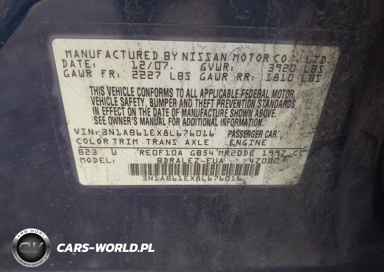 2008 Nissan Sentra 2.0S VIN:3N1AB61EX8L676016 - 9