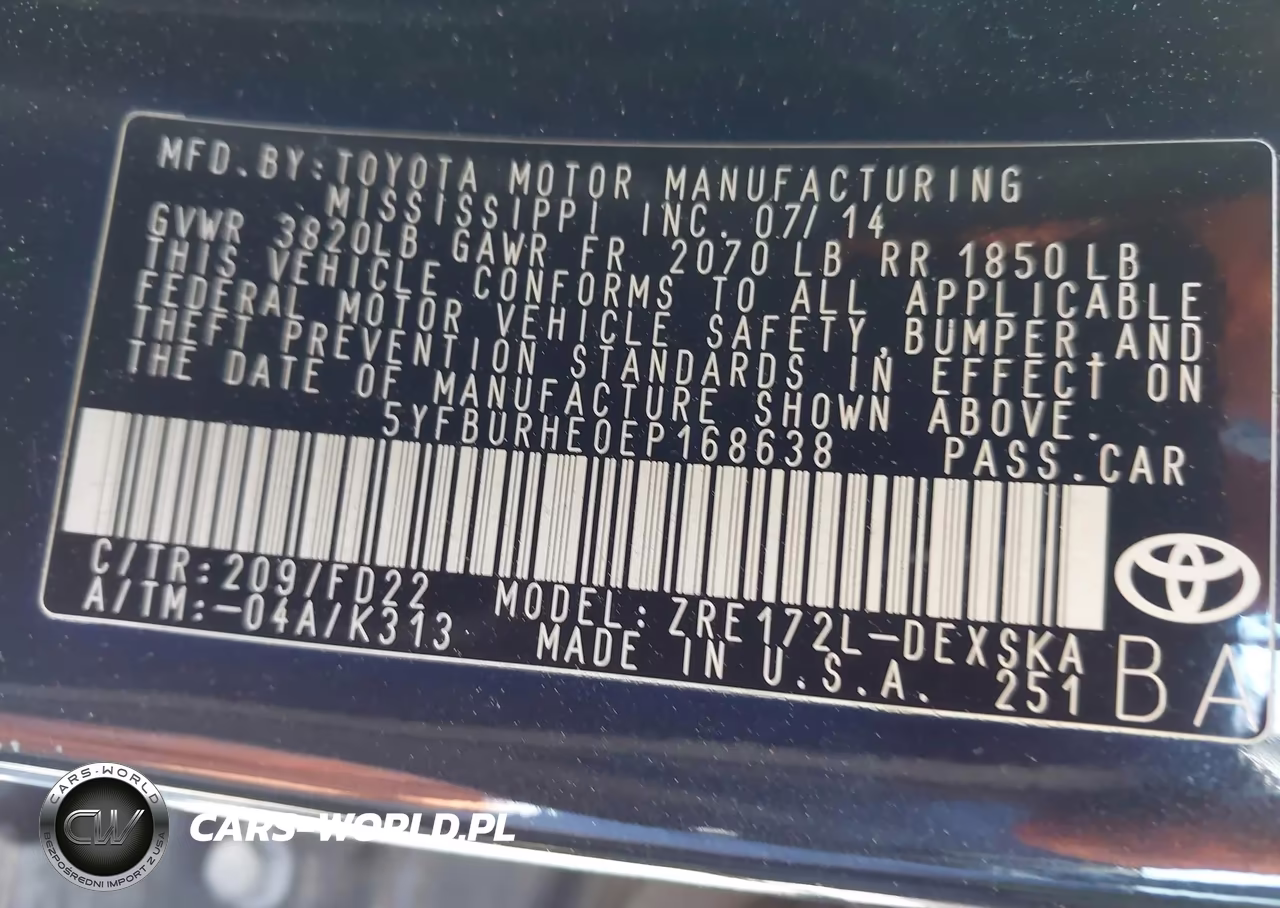 2014 Toyota Corolla S Plus VIN:5YFBURHE0EP168638 - 9