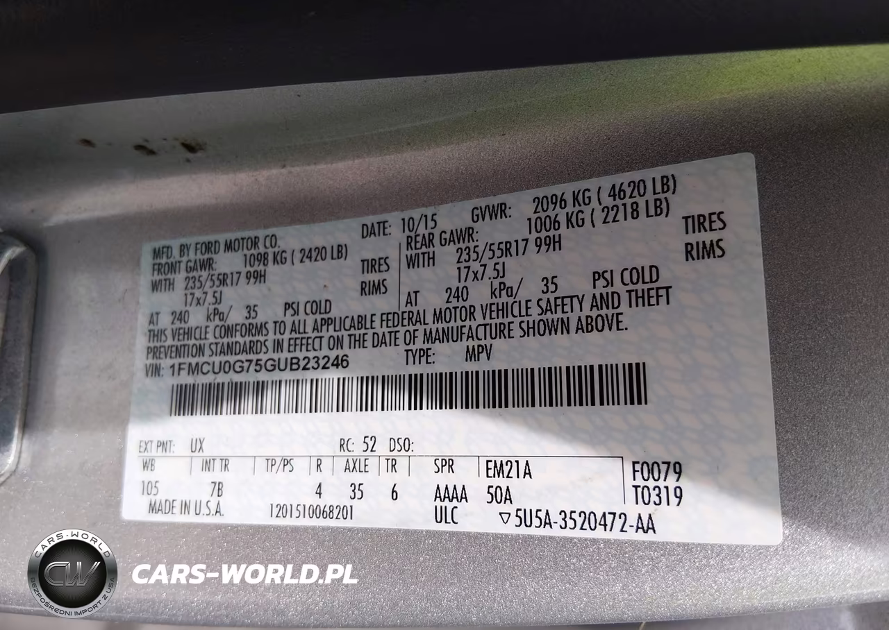 2016 Ford Escape Se VIN:1FMCU0G75GUB23246 - 9
