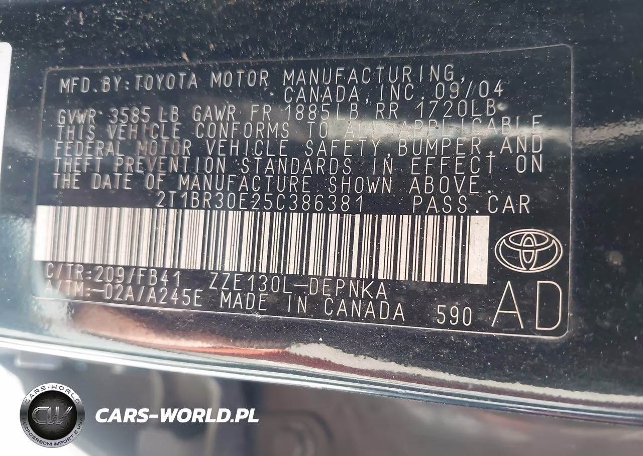 2005 Toyota Corolla Le VIN:2T1BR30E25C386381 - 9