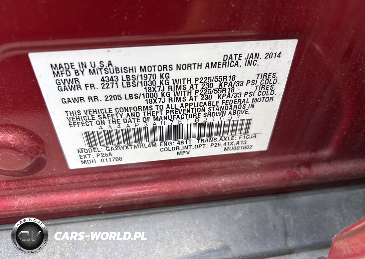 2014 Mitsubishi Outlander Sport Es VIN:4A4AP3AU7EE021692 - 9