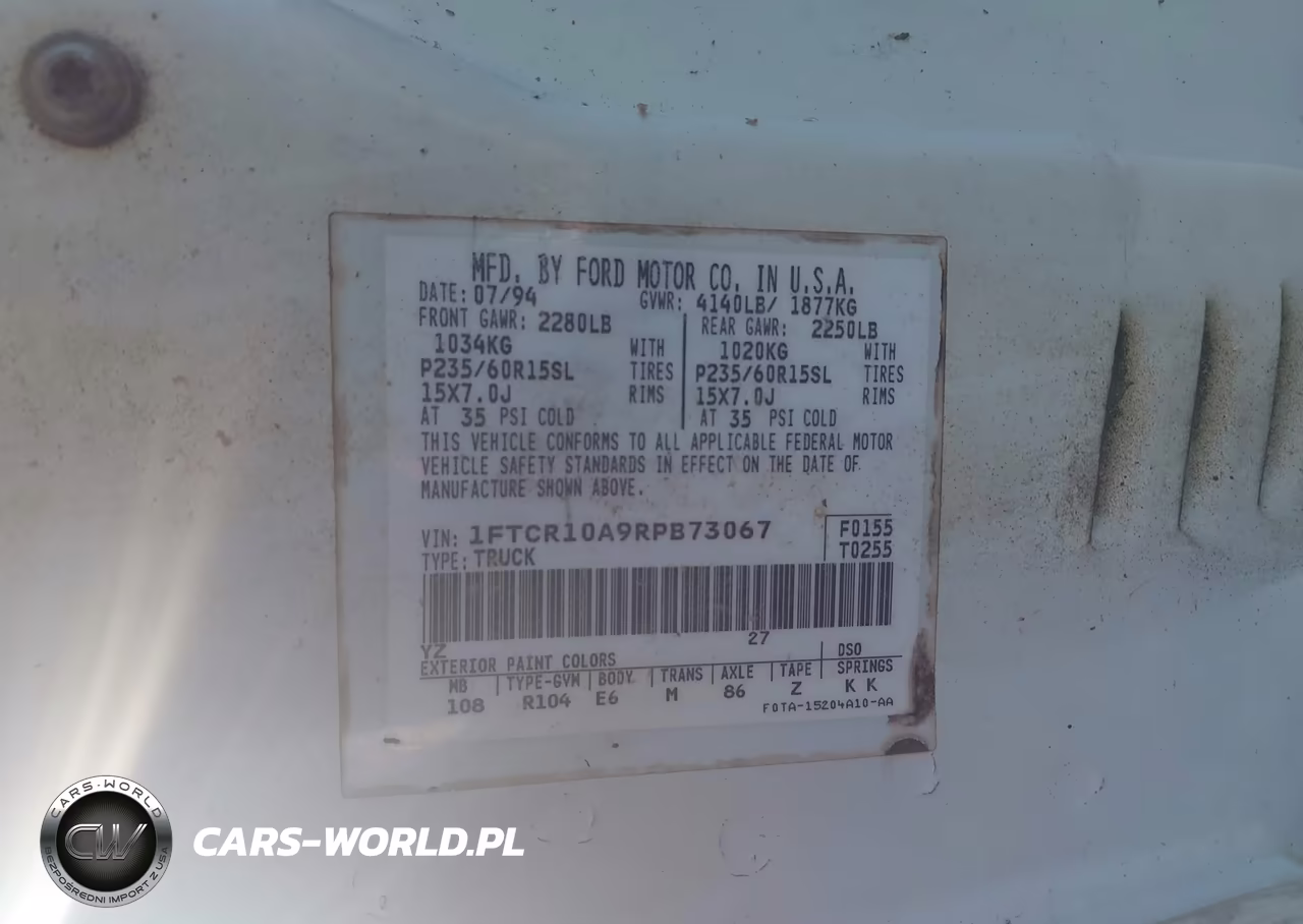 1994 Ford Ranger VIN:1FTCR10A9RPB73067 - 9