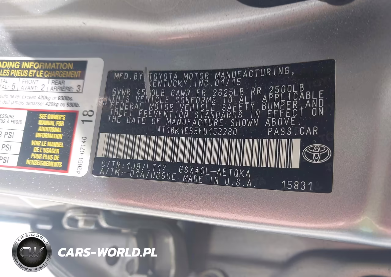 2015 Toyota Avalon Xle Touring VIN:4T1BK1EB5FU153280 - 9