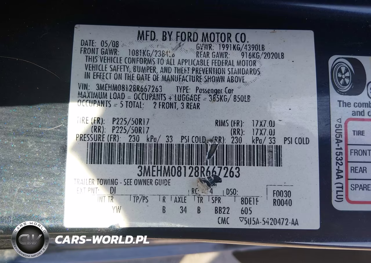 2008 Mercury Milan V6 Premier VIN:3MEHM08128R667263 - 9