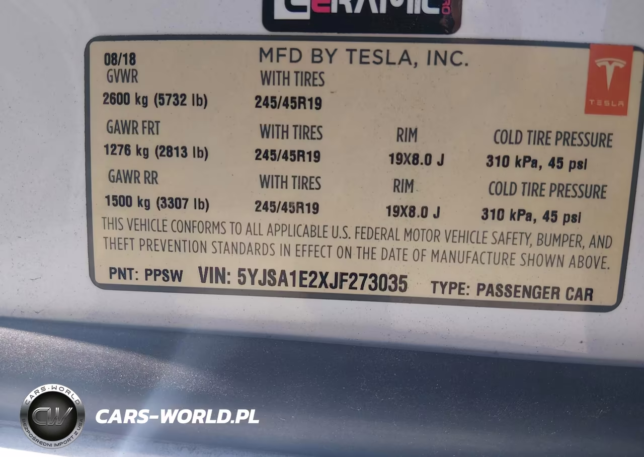 2018 Tesla Model S 100D-75D-P100D VIN:5YJSA1E2XJF273035 - 9