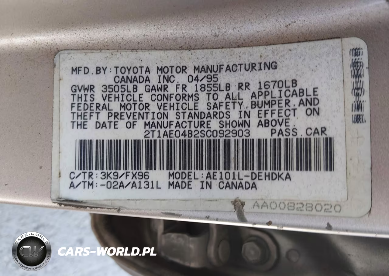 1995 Toyota Corolla VIN:2T1AE04B2SC092903 - 9