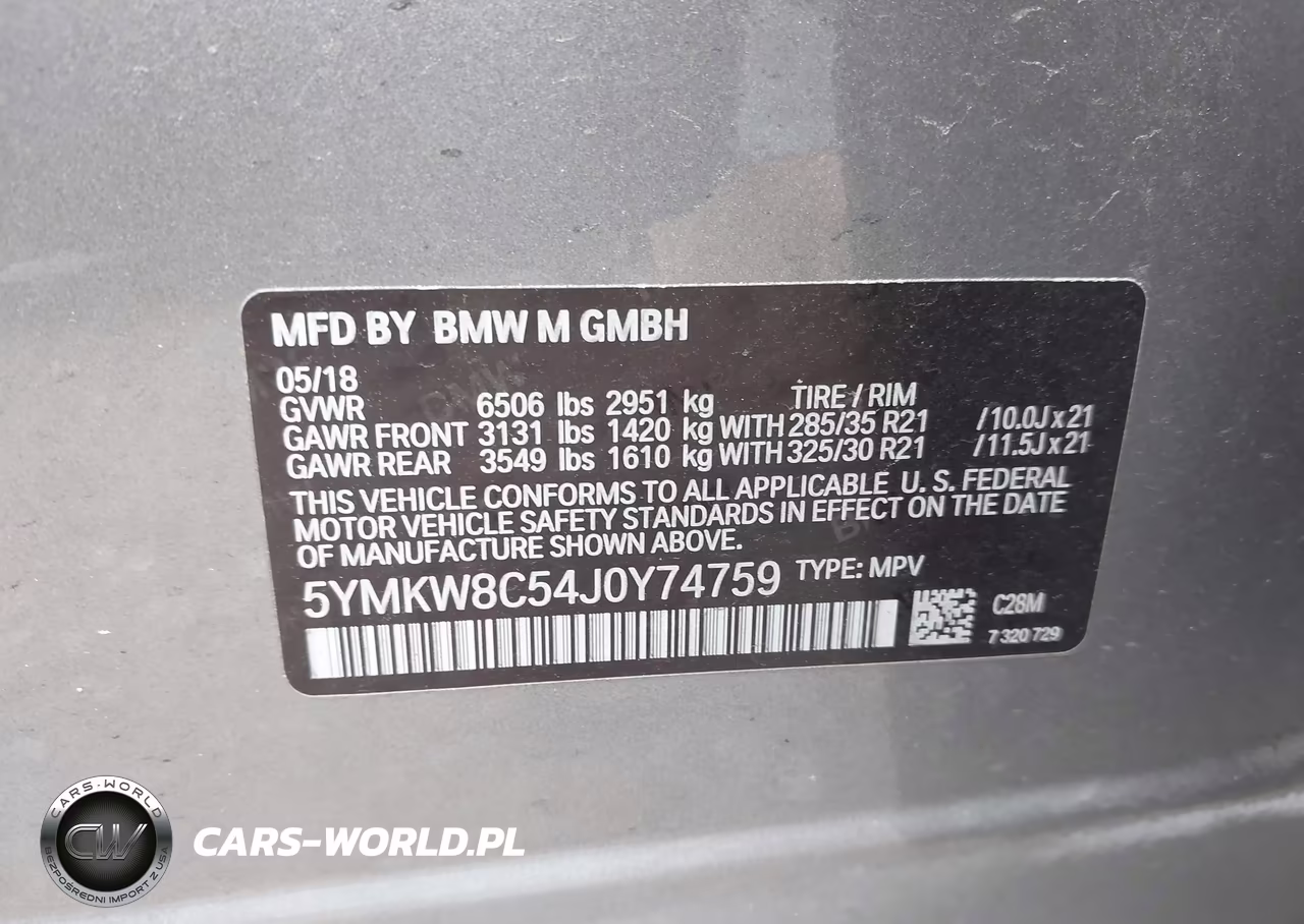 2018 BMW X6 M VIN:5YMKW8C54J0Y74759 - 9