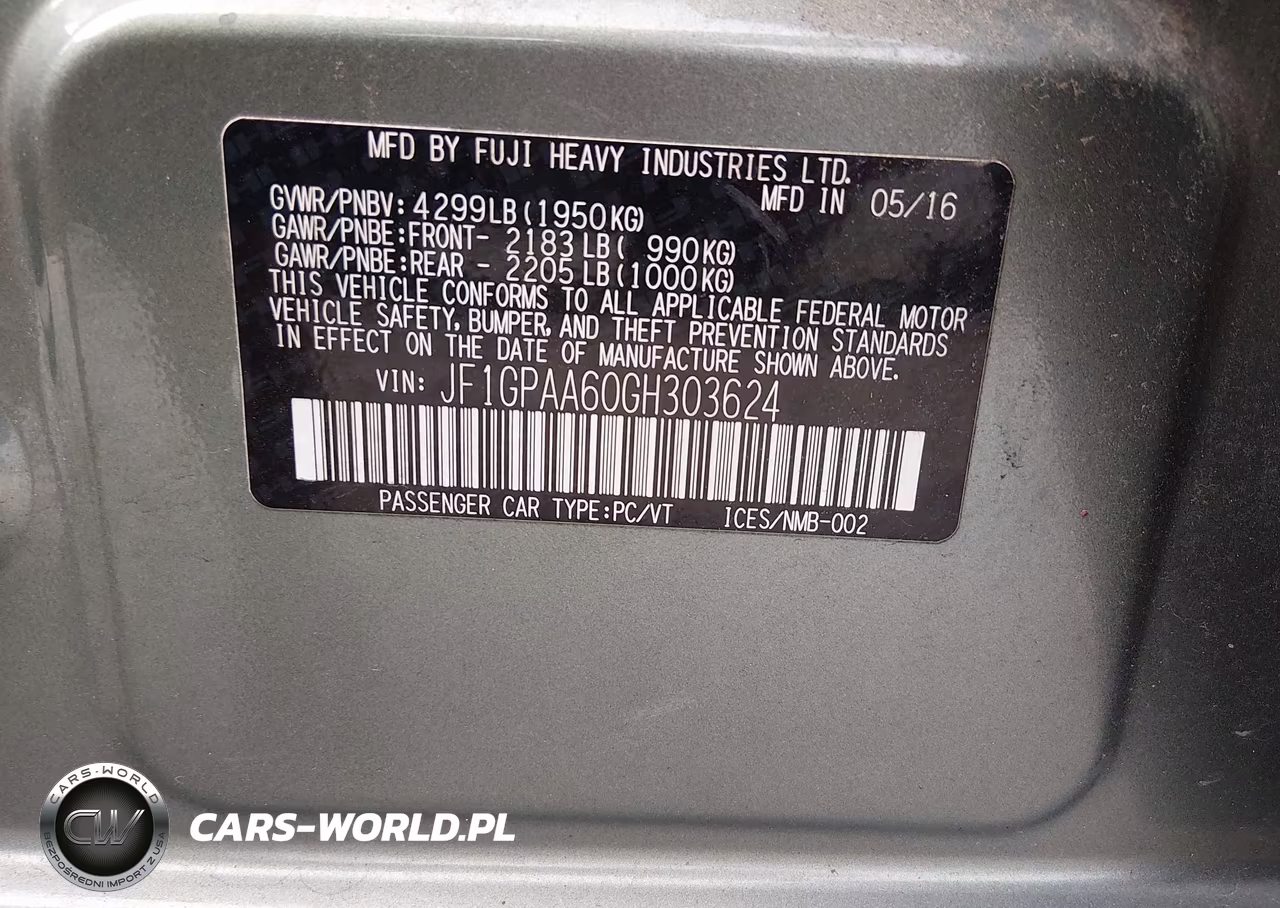 2016 Subaru Impreza 2.0I VIN:JF1GPAA60GH303624 - 9