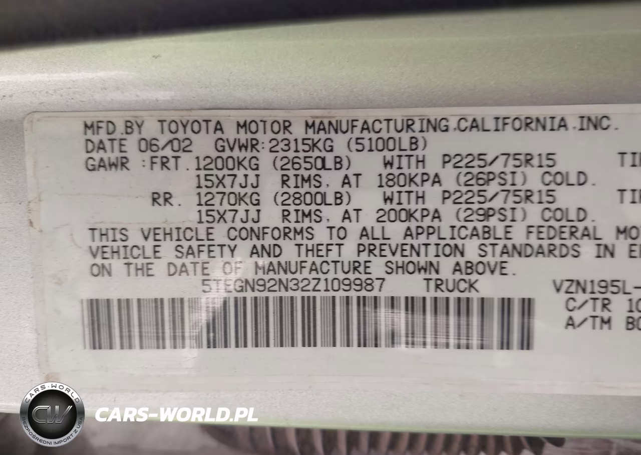 2002 Toyota Tacoma Prerunner V6 VIN:5TEGN92N32Z109987 - 9