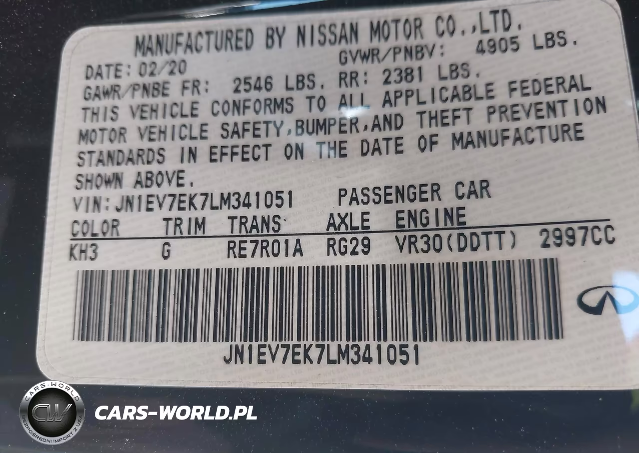2020 Infiniti Q60 Luxe VIN:JN1EV7EK7LM341051 - 9