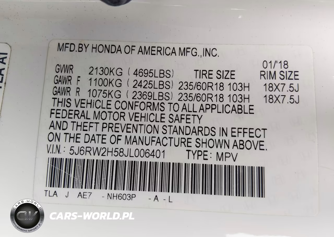 2018 Honda Cr-V Ex VIN:5J6RW2H58JL006401 - 9