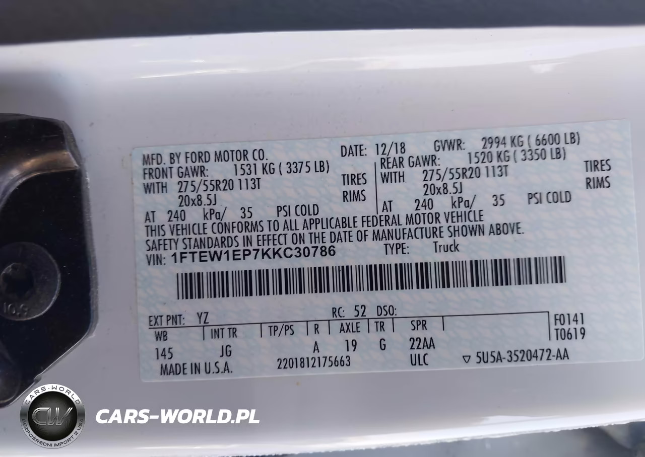 2019 Ford F-150 Xl VIN:1FTEW1EP7KKC30786 - 9