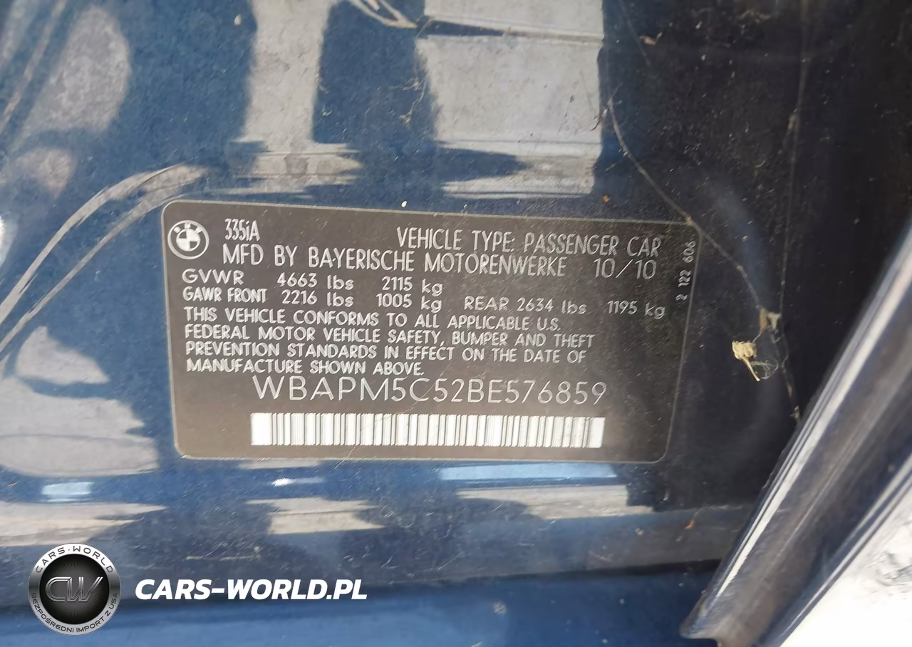 2011 BMW 335I VIN:WBAPM5C52BE576859 - 9
