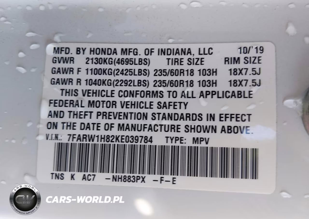 2019 Honda Cr-V Ex-L VIN:7FARW1H82KE039784 - 9