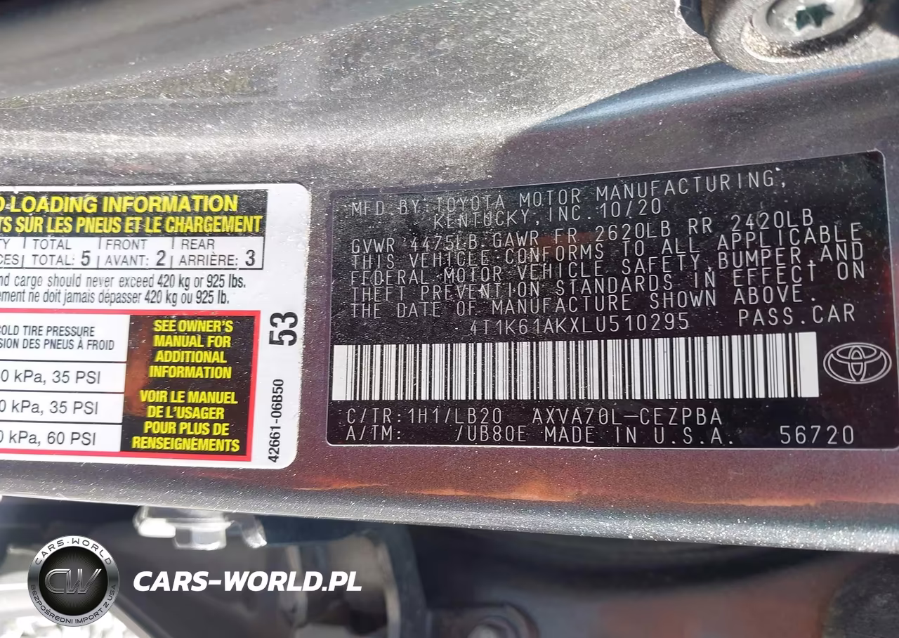 2020 Toyota Camry Xse VIN:4T1K61AKXLU510295 - 9
